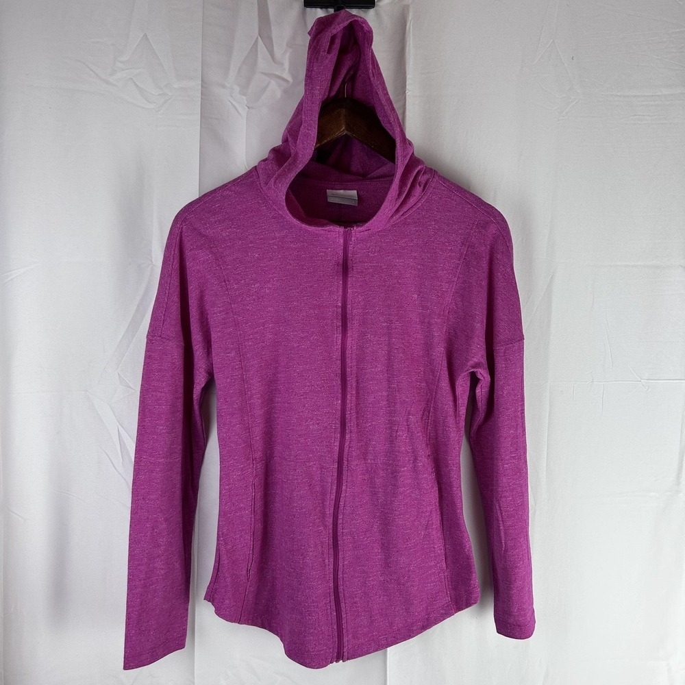 Columbia‎ Hoodie Womens Small Pink Heather Full Zip Lightweight Hooded Stretch
